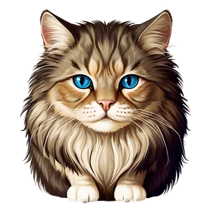 Fluffy Cat Illustration Vector Png Csh13 PNG Image