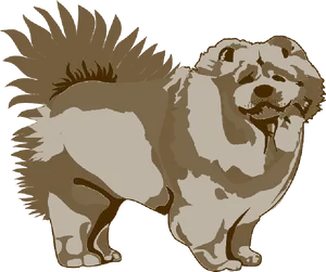 Fluffy Chow Chow Dog Illustration PNG Image