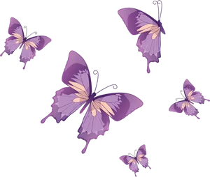 Fluttering Purple Butterflies PNG Image