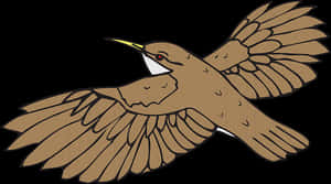 Flying Brown Bird Illustration PNG image with transparent background