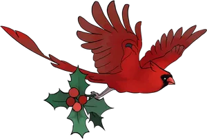 Flying Cardinalwith Holly.png PNG Image