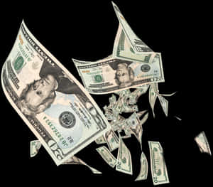 Flying Dollar Bills PNG