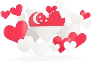 Flying Heart Stickers - Flying Singapore Flag Png, Transparent Png PNG image with transparent background