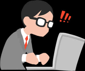Focused Businessman Computer Work PNG with transparent background