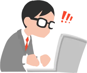 Focused Businessman Computer Work PNG Image