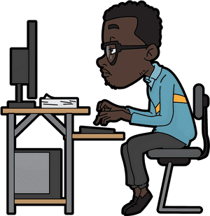 Black Cartoon Man Using A Computer - Man On Computer Cartoon, HD Png Download PNG