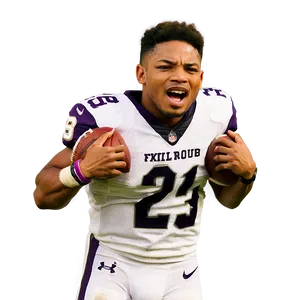 Focused Football Player Running With Ball PNG Image