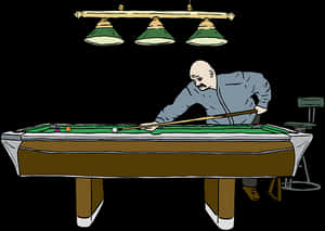Focused Pool Player Illustration PNG with transparent background