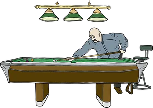 Focused Pool Player Illustration PNG Image