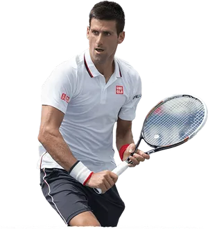 Focused Tennis Player Action Shot PNG Image