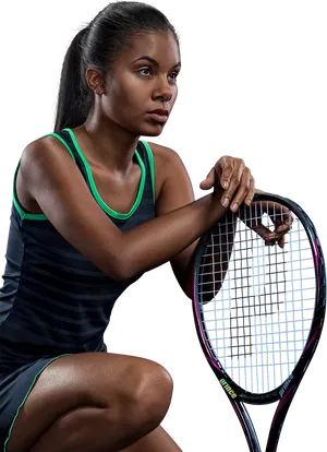 Focused Tennis Player Portrait PNG Image