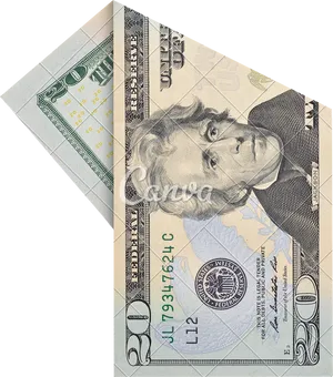 Folded U S Currency Design Element PNG Image