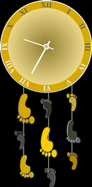 Footstepsof Time Clock Illustration PNG image with transparent background