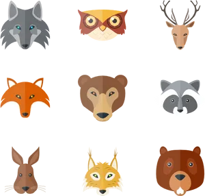 Forest_ Animal_ Faces_ Collection PNG Image
