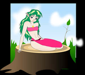 Forest_ Elf_ Resting_on_ Stump.jpg PNG image with transparent background