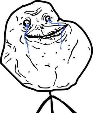 Forever Alone Meme_ Tearful Expression PNG Image