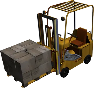 Forklift Loading Pallet3 D Model PNG Image