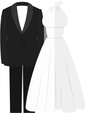 Formal Wedding Attire Illustration PNG Image