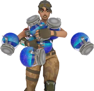 Fortnite Character With Shield Potions PNG Image