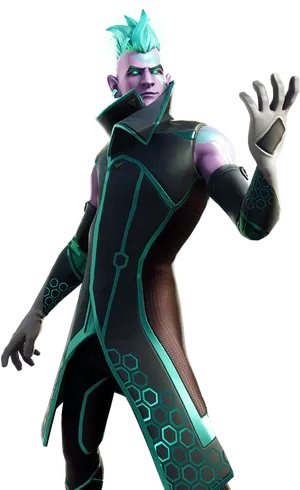 Fortnite Green Haired Character Pose PNG Image