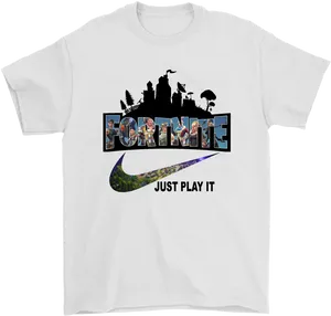 Fortnite Just Play It Tshirt Design PNG Image