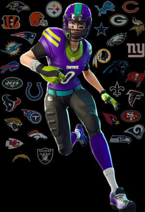Fortnite N F L Skin Purple Outfit PNG image with transparent background