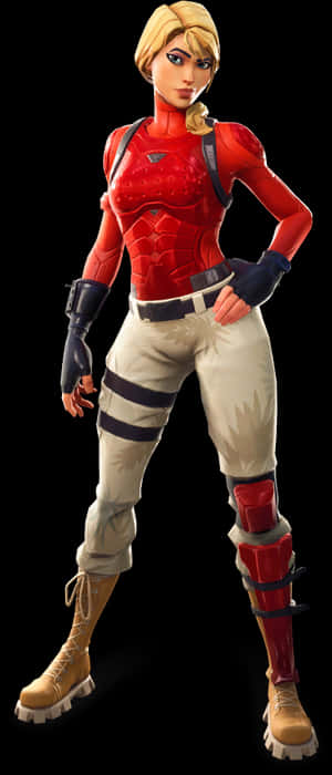 Fortnite Red Armor Skin Female PNG image with transparent background