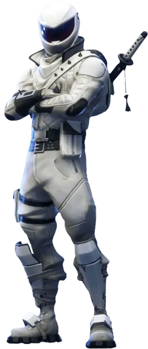 Fortnite White Armored Character Pose PNG Image