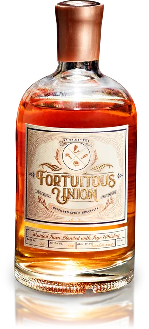 Fortuitous Union Rum Whiskey Blend Bottle PNG Image