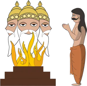 Four Faced Brahmaand Devotee PNG Image