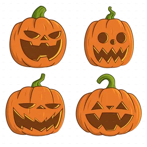 Four Jacko Lanterns Pattern PNG Image