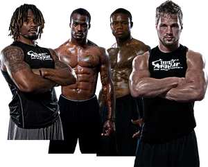 Four Muscular Athletes Posing PNG Image