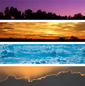 Four Sky Scenes Collage PNG Image