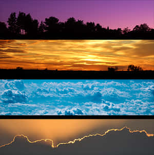 Four Sky Scenes Collage PNG with transparent background