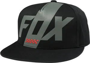 Fox Branded Black Snapback Cap PNG Image