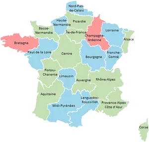 France Administrative Regions Map PNG Image