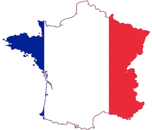 France Map Outline Tricolor PNG Image