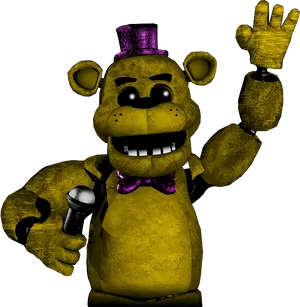 Fredbear_ Animated_ Character_ Waving PNG Image