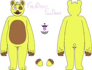 Fredbear Fazbear Character Design PNG Image