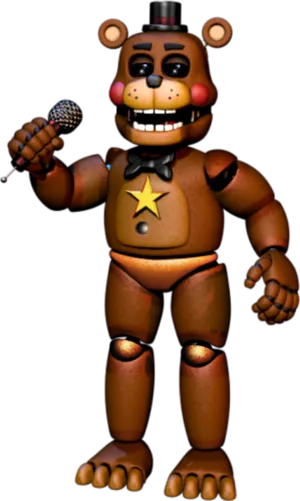 Freddy Fazbear Holding Microphone PNG Image