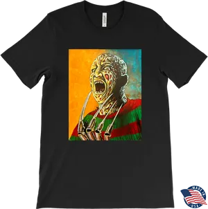 Freddy Krueger Scream Tshirt Design PNG Image