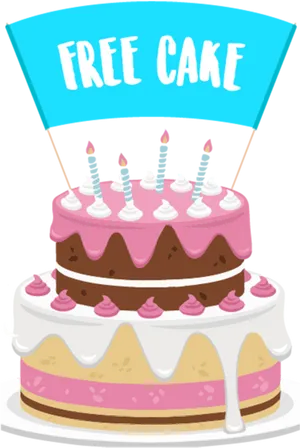 Free Cake Birthday Celebration Illustration PNG Image