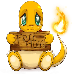 Free Hugs Sad Cartoon Character PNG Image