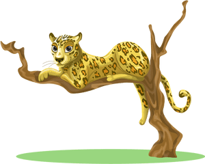 Free To Use & Public Domain Leopard Clip Art - Leopard Sitting On Tree Cartoon, HD Png Download PNG image with transparent background