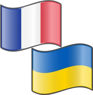 French_and_ Ukrainian_ Flags_ Vector PNG Image