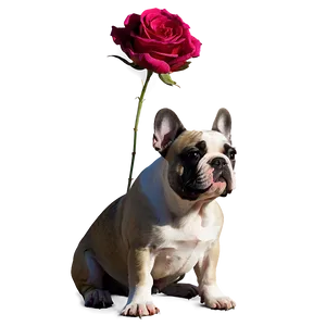 French Bulldog With Flowers Png Qog PNG Image