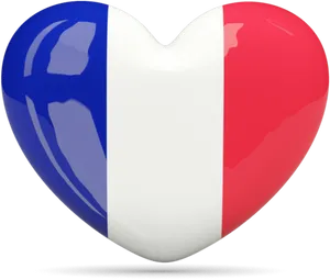 French Flag Heart Shaped Icon PNG Image