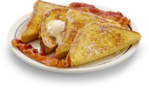 French Toastwith Baconand Syrup PNG Image