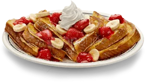 French Toastwith Fruit Toppingand Whipped Cream PNG Image