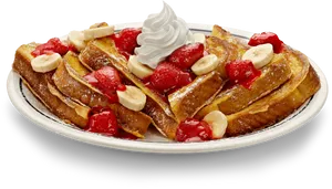 French Toastwith Fruitand Whipped Cream PNG Image